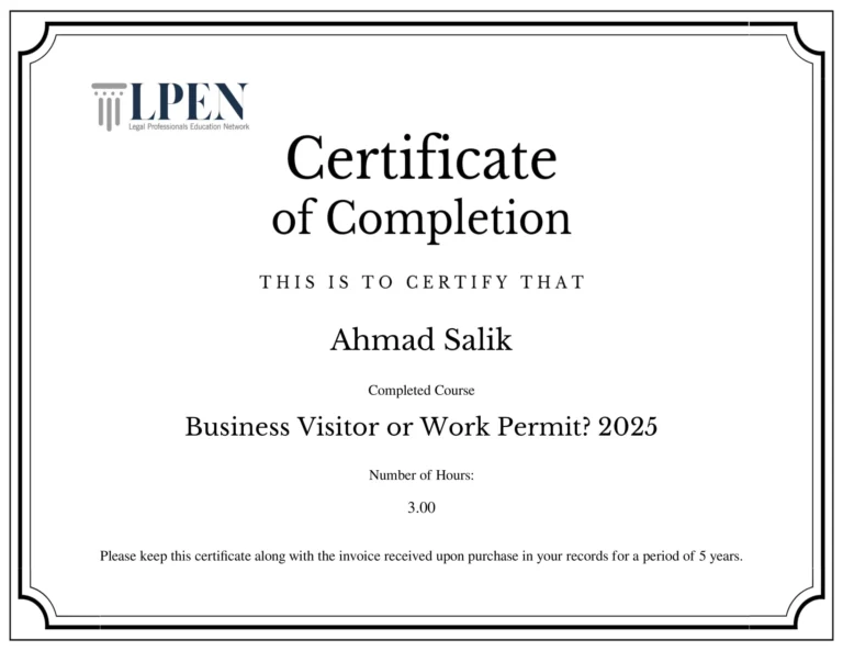 Business Visitor or Work Permit certificate-1