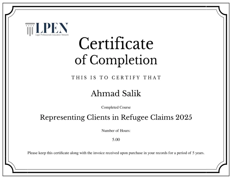 Refugee claims certificate-1