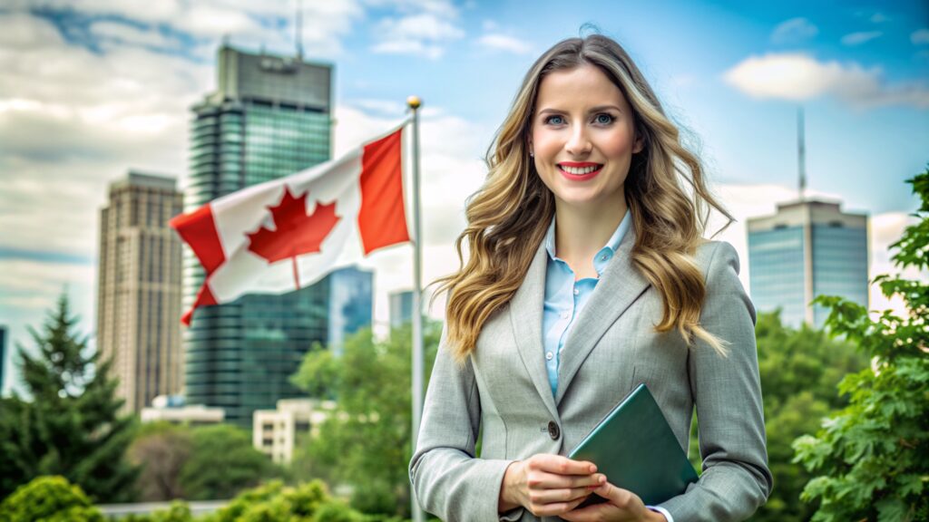 beautiful canadian woman works as secretary company
